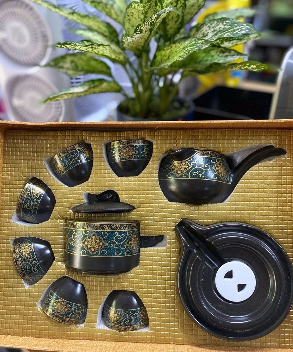 Bộ ấm chén uống trà cối xay 9 món gốm sứ đặc biệt