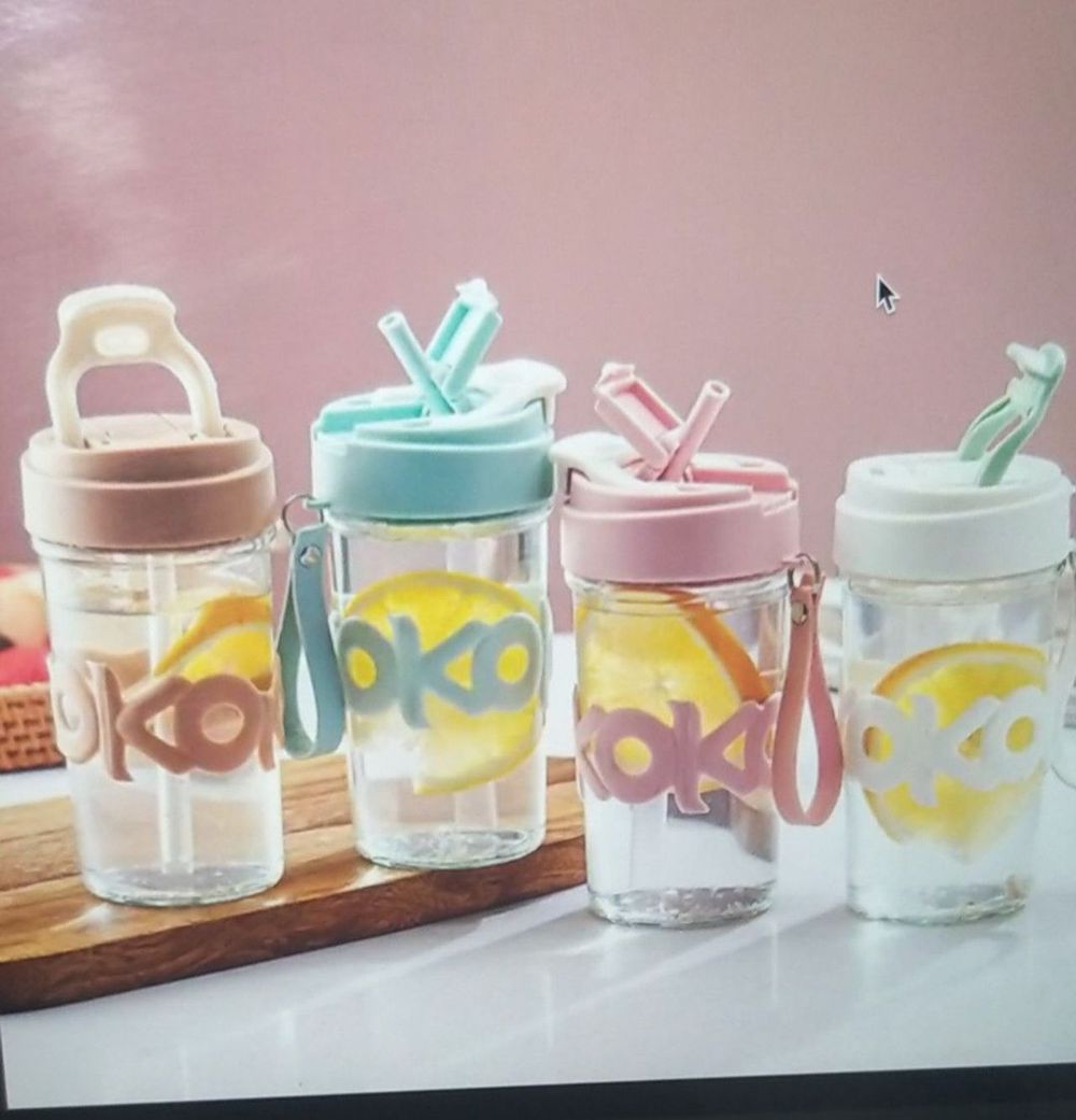 Ly Thuỷ Tinh HOHO Nắp Màu 350ml