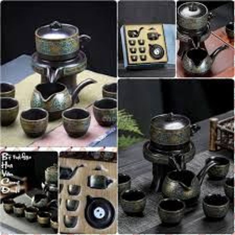 Bộ ấm chén uống trà cối xay 9 món gốm sứ đặc biệt