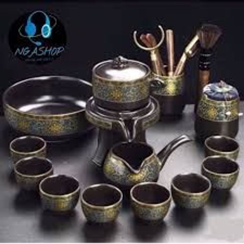 Bộ ấm chén uống trà cối xay 9 món gốm sứ đặc biệt