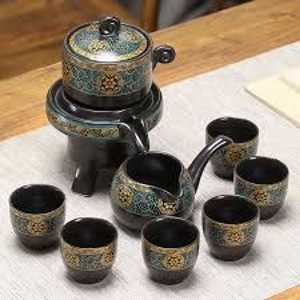 Bộ ấm chén uống trà cối xay 9 món gốm sứ đặc biệt