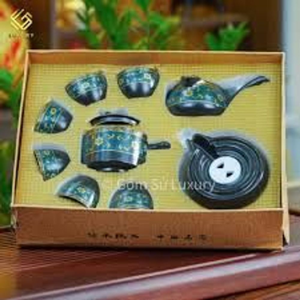 Bộ ấm chén uống trà cối xay 9 món gốm sứ đặc biệt