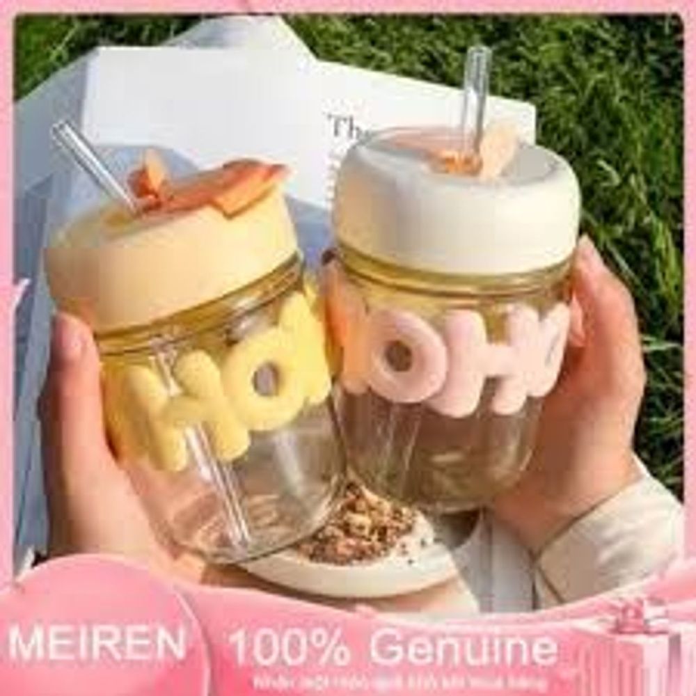 Ly Thuỷ Tinh HOHO Nắp Màu 350ml