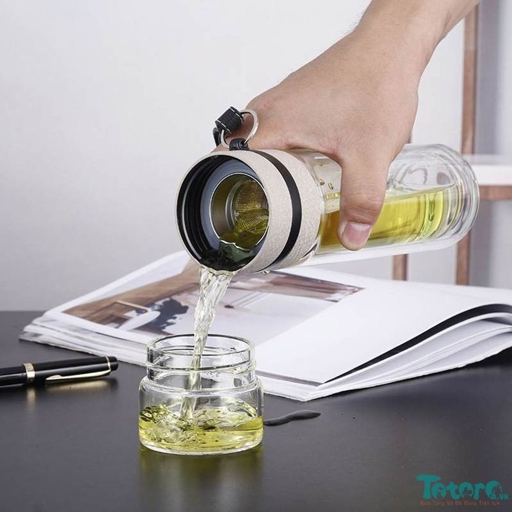 Bình Pha Trà Thủy Tinh 2 Lớp Sang Trọng và Tiện Lợi cho Dân Văn Phòng