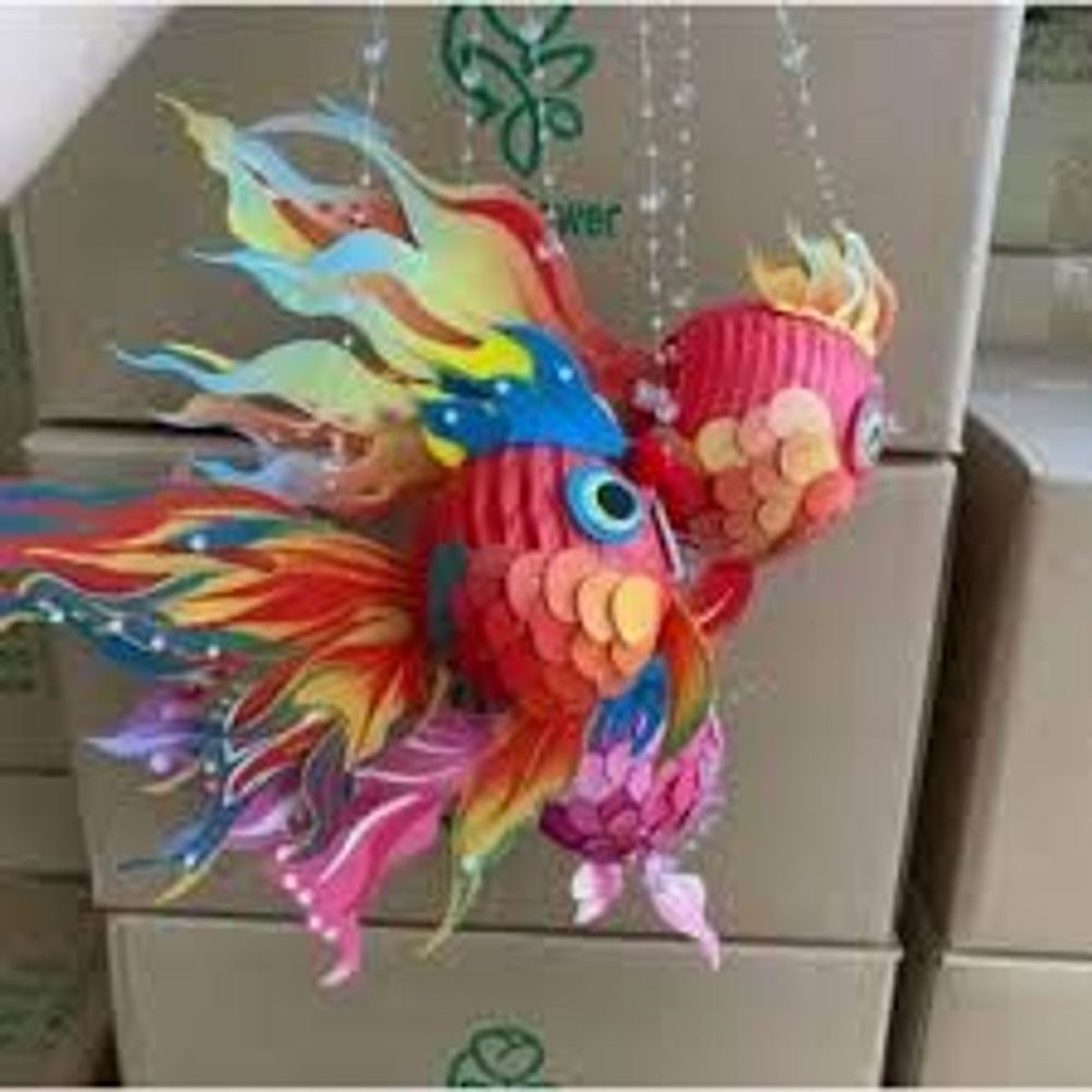 Lồng đèn LED thủ công SJJL kiểu cá koi phong cách Trung Hoa