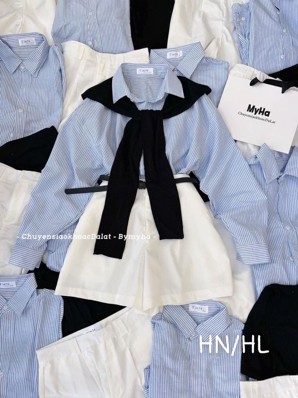 sét 4 món áo sơ mi kate , quần kaki mềm +áo khoác mỏng kèm nịt freesize dưới 55kg