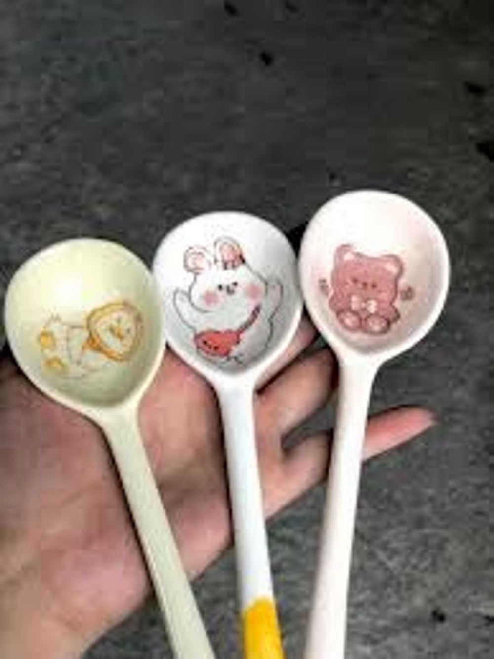 Thìa sứ hoạt hình ngộ nghĩnh, Thìa ăn cơm cho bé, Muỗng ăn cơm dễ thương