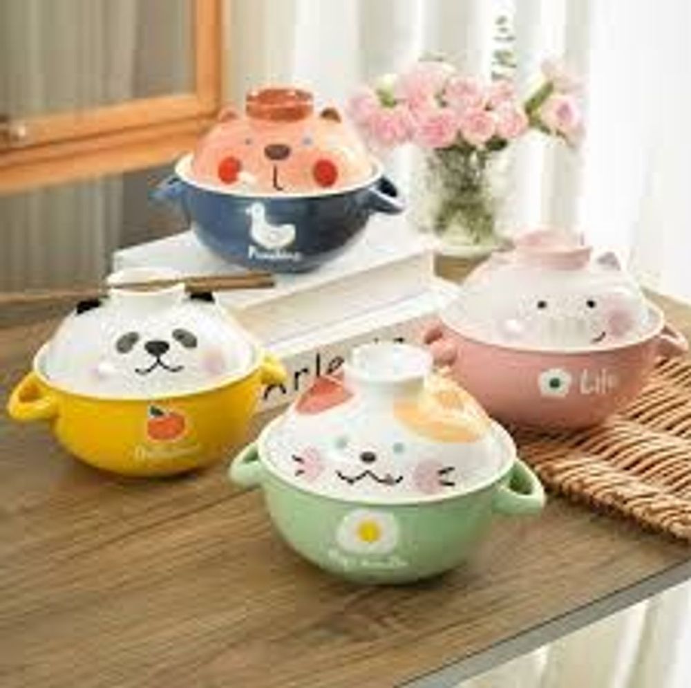 Bộ Bát Đĩa Gốm Sứ Hình Mèo Dễ Thương (Model MEOW) - Phong Cách Hàn Quốc
