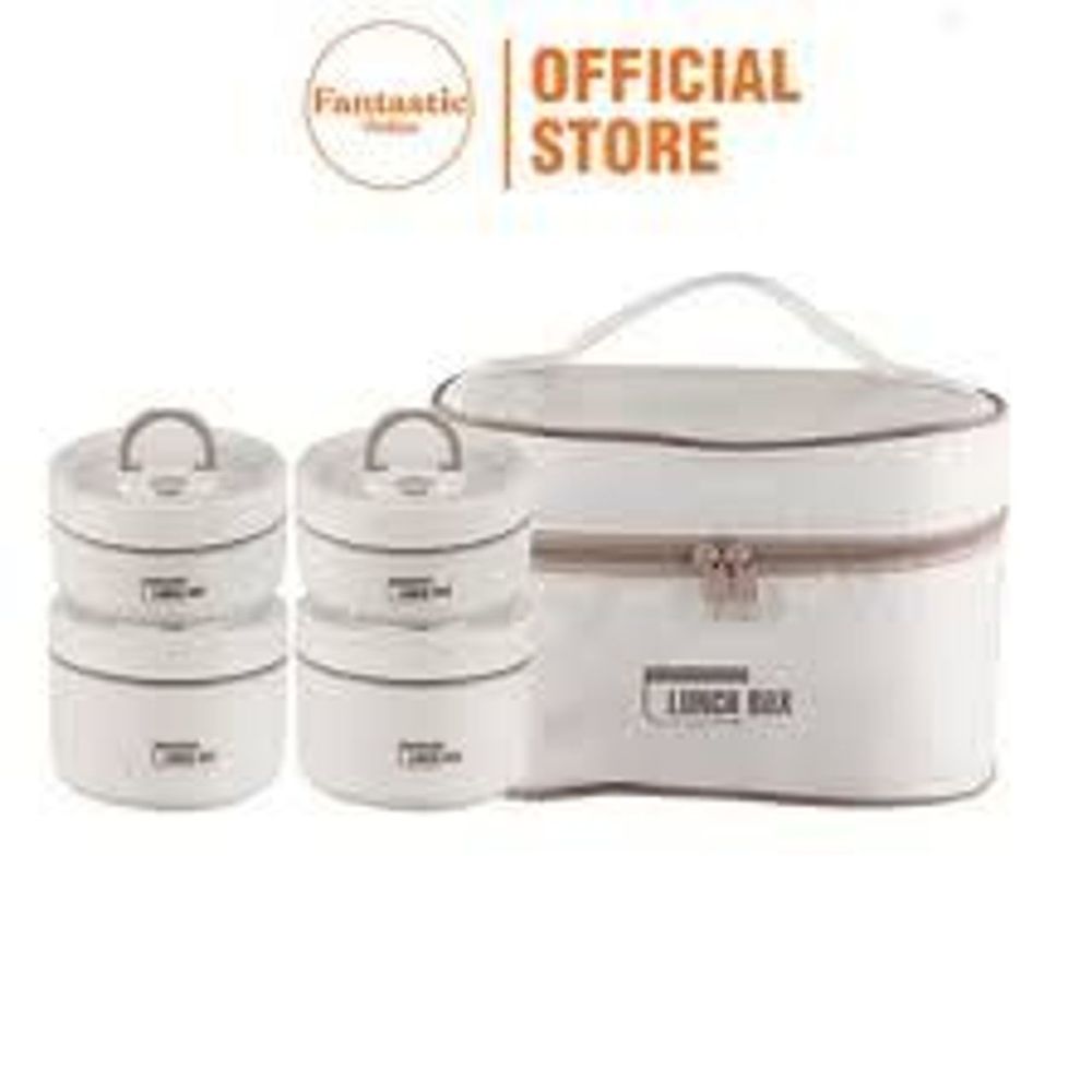 Hộp Cơm Giữ Nhiệt Lunch Box Hình Trụ Fantastic - Chất Liệu Inox 304 An Toàn - Tặng Kèm Túi Và Bộ Muỗng