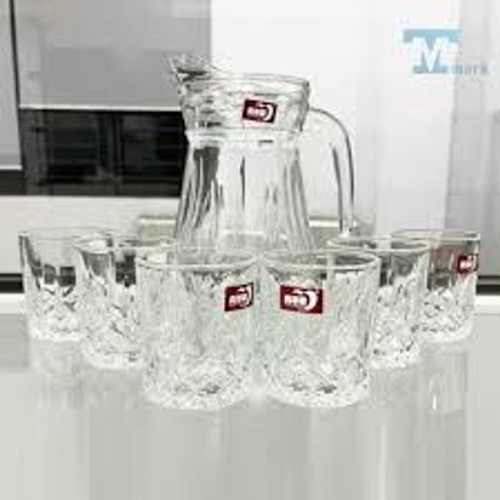 Bộ bình + 6 cốc thủy tinh Deli