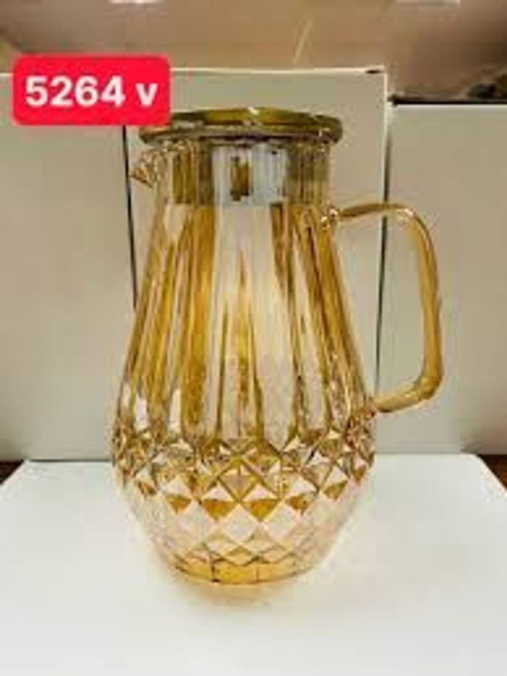 Bộ 6 Cốc Thủy Tinh Kèm Bình Chịu Nhiệt Phong Cách Châu Âu Sang Trọng Màu Vàng/Xanh