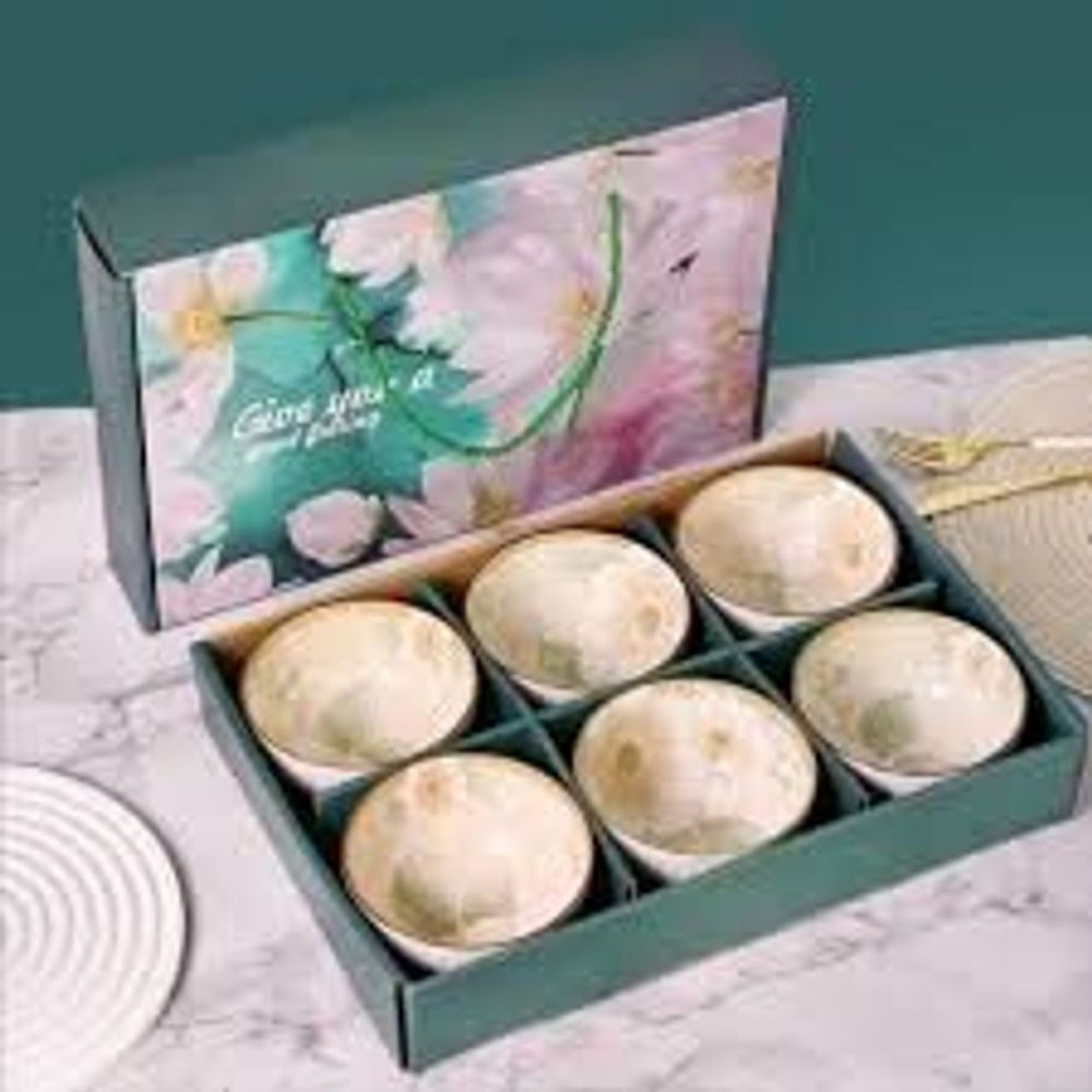 Bộ bát sứ chén đũa họa tiết sang trọng 6 bát 6 đôi đũa Nhật Bản