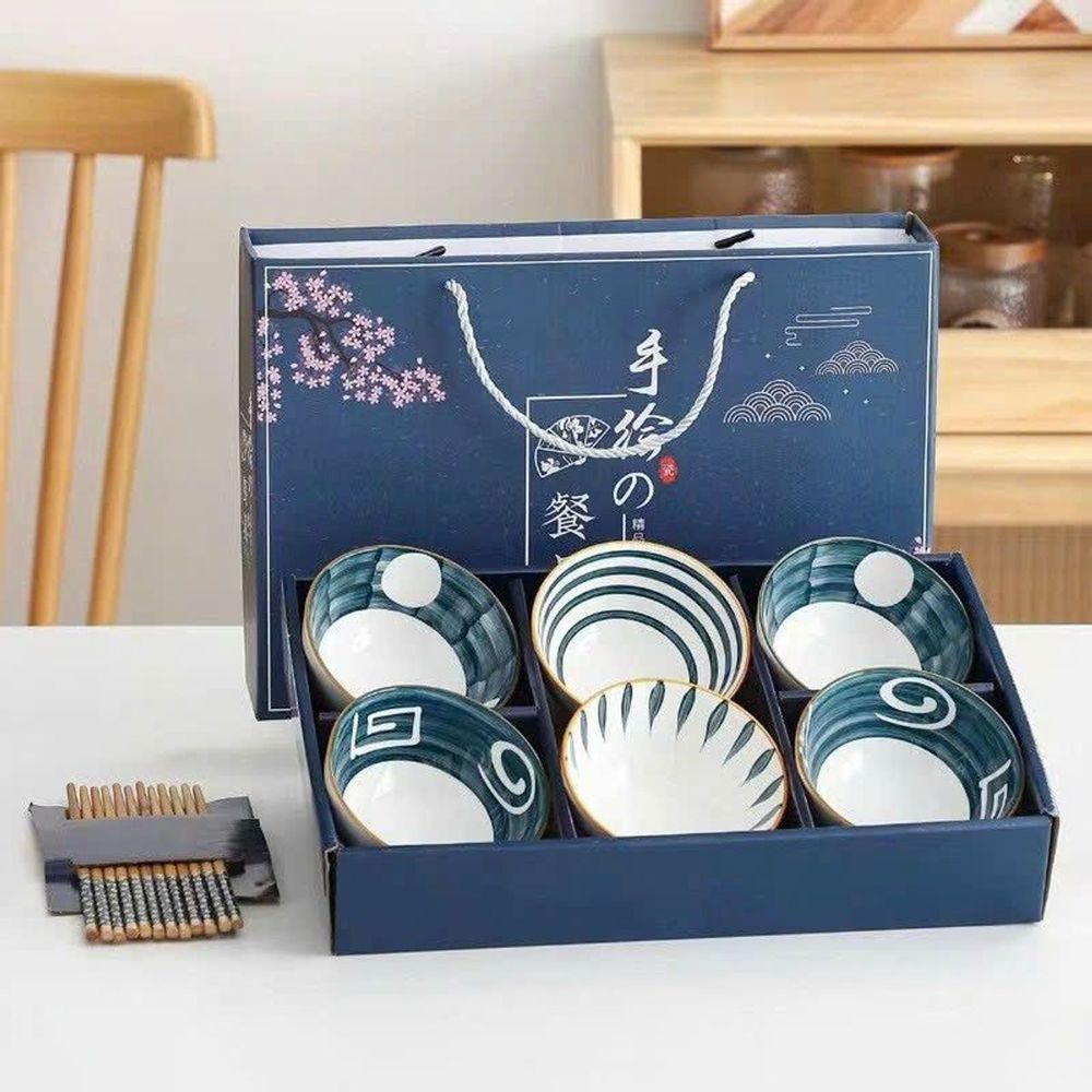 Bộ bát cơm gia đình cao cấp, Chén sứ men đẹp, màu xinh phong cách nhật bản