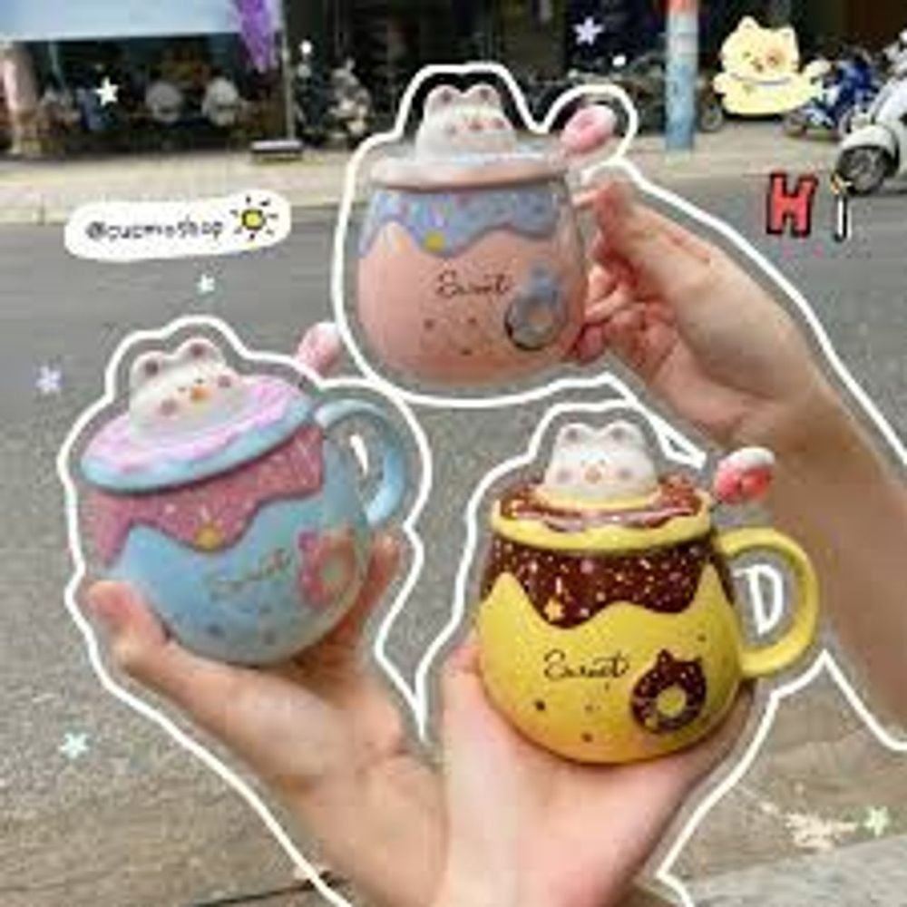 Cốc sứ Thỏ Donut ( 400ml )