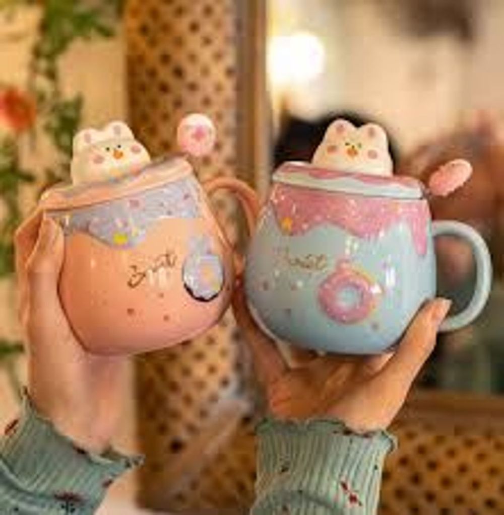 Cốc sứ Thỏ Donut ( 400ml )