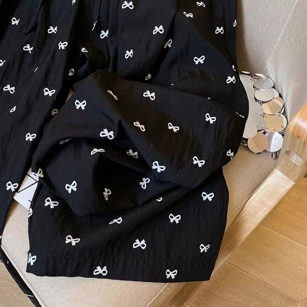 QUẦN DÀI LƯNG CHUN IN NƠ chất đũi gió nhăn Freesize dưới 55kg