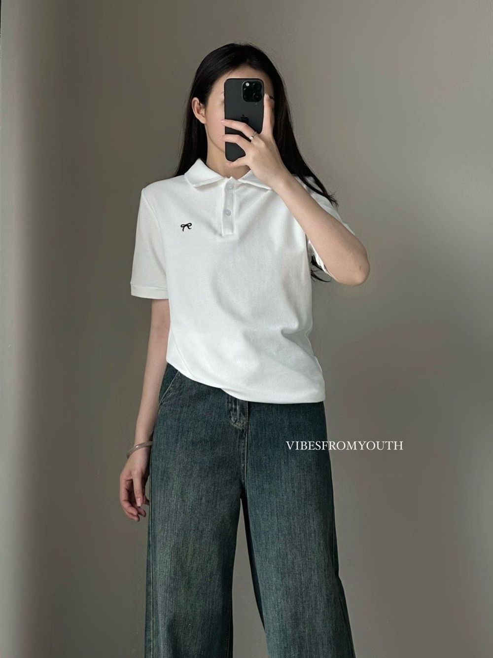 ÁO THUN POLO THÊU NƠ NHỎ freesize dưới 52kg