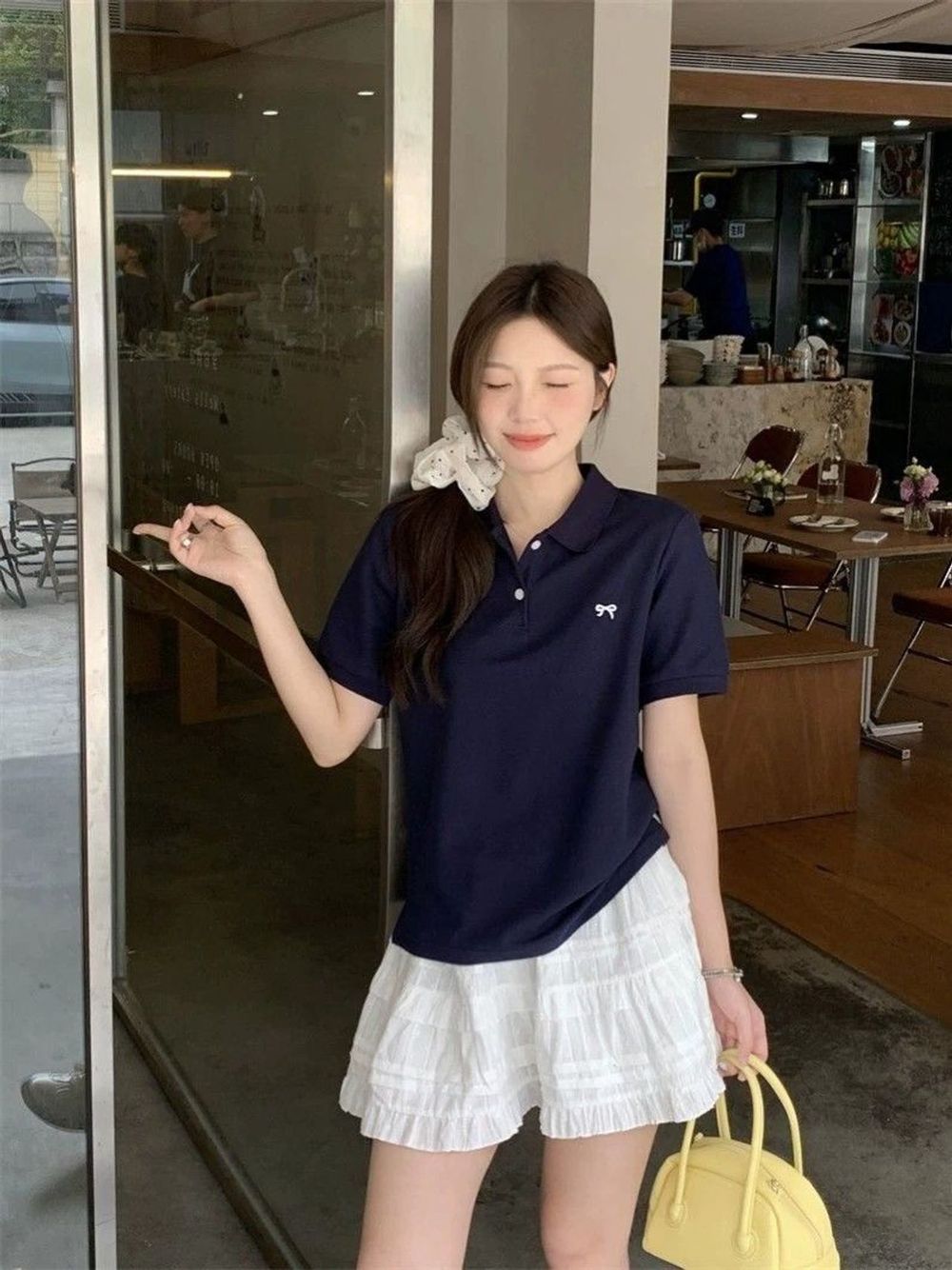 ÁO THUN POLO THÊU NƠ NHỎ freesize dưới 52kg