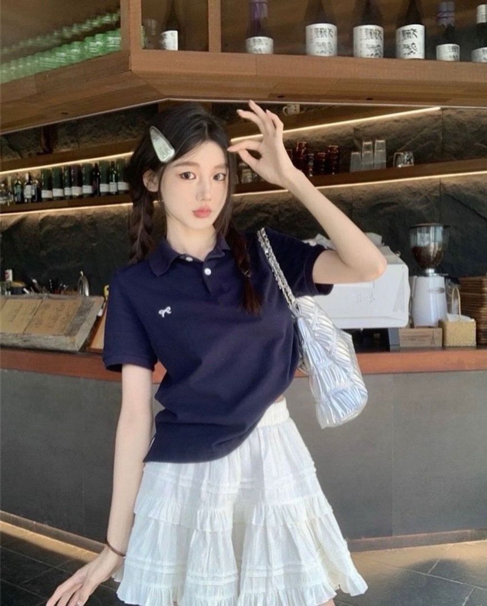 ÁO THUN POLO THÊU NƠ NHỎ freesize dưới 52kg