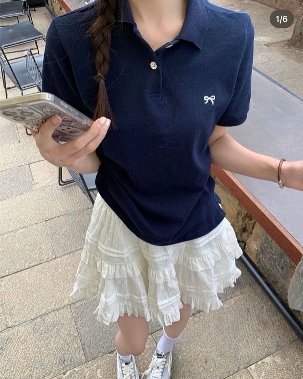 ÁO THUN POLO THÊU NƠ NHỎ freesize dưới 52kg