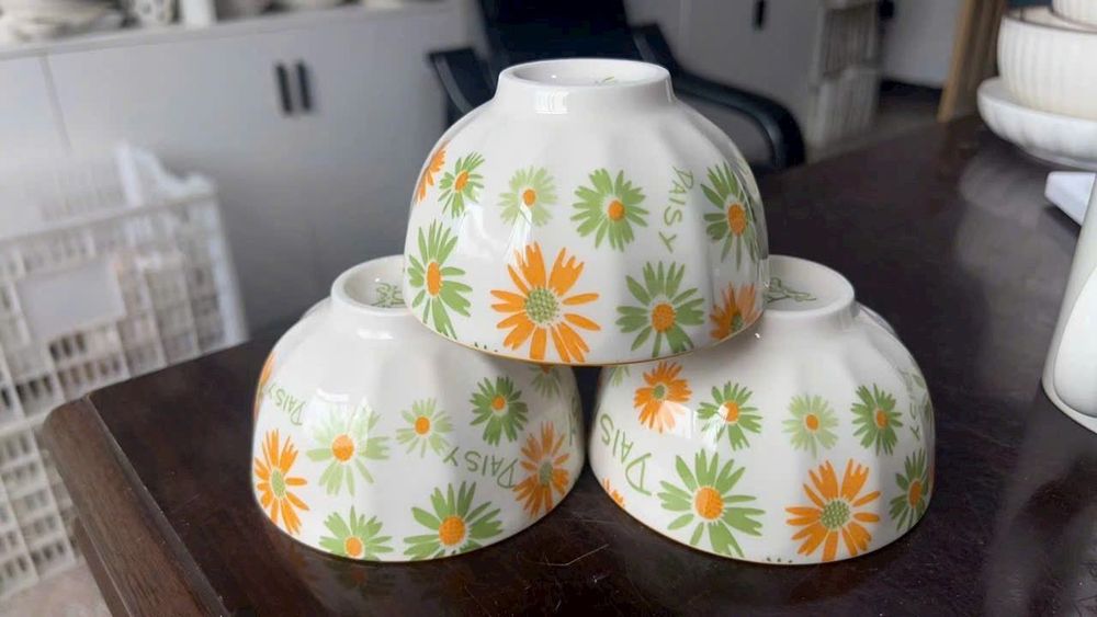 Bộ bát đĩa hoa mặt trời Hoa Mai Vàng 4 cánh tim