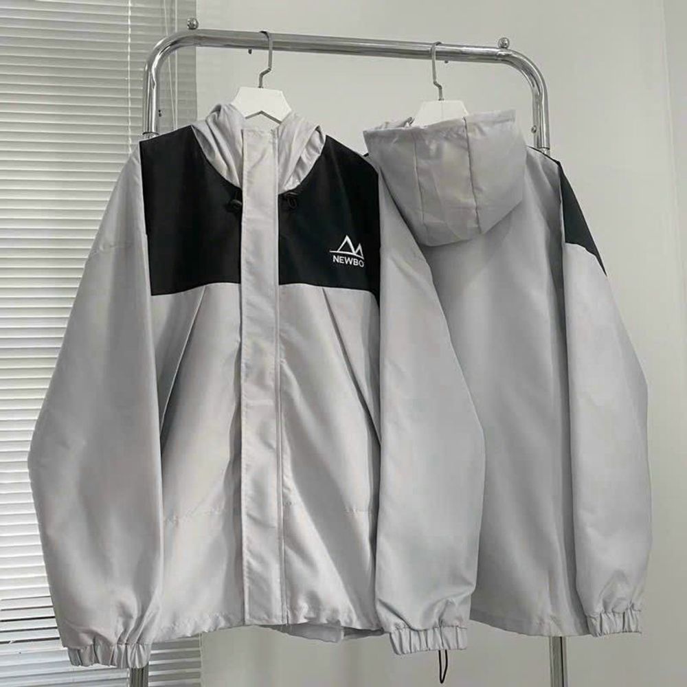 Áo khoác 2 lớp lót dù phối thân ĐEN TRẮNG in PSALMIST dây kéo phao