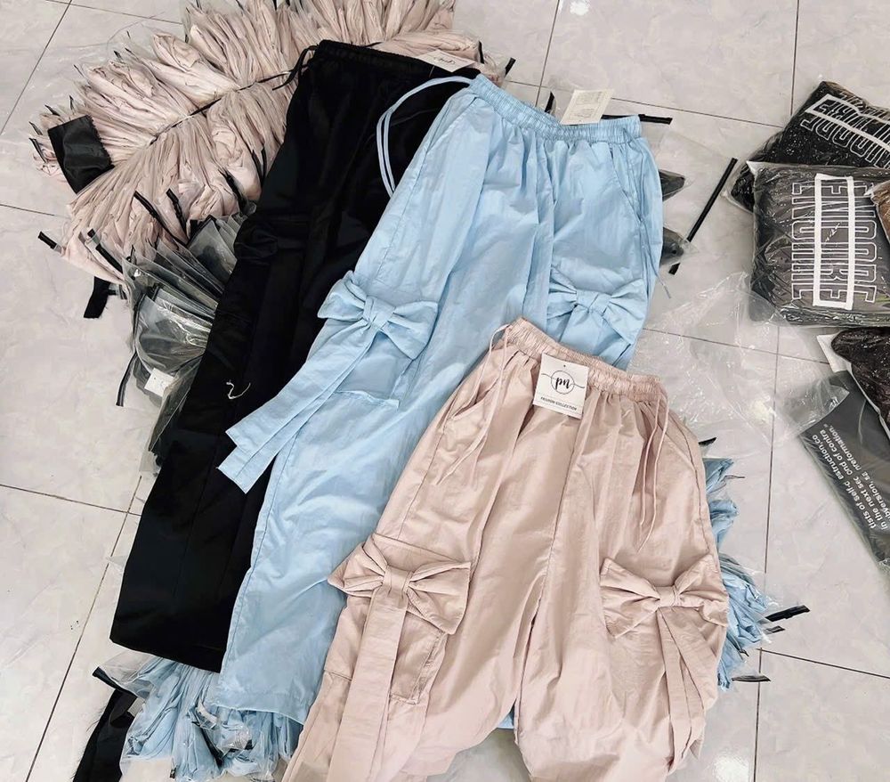 Quần ống rộng THẮT NƠ 2 túi, freesize dưới 70kg chất dù gió trượt nước thoáng mát