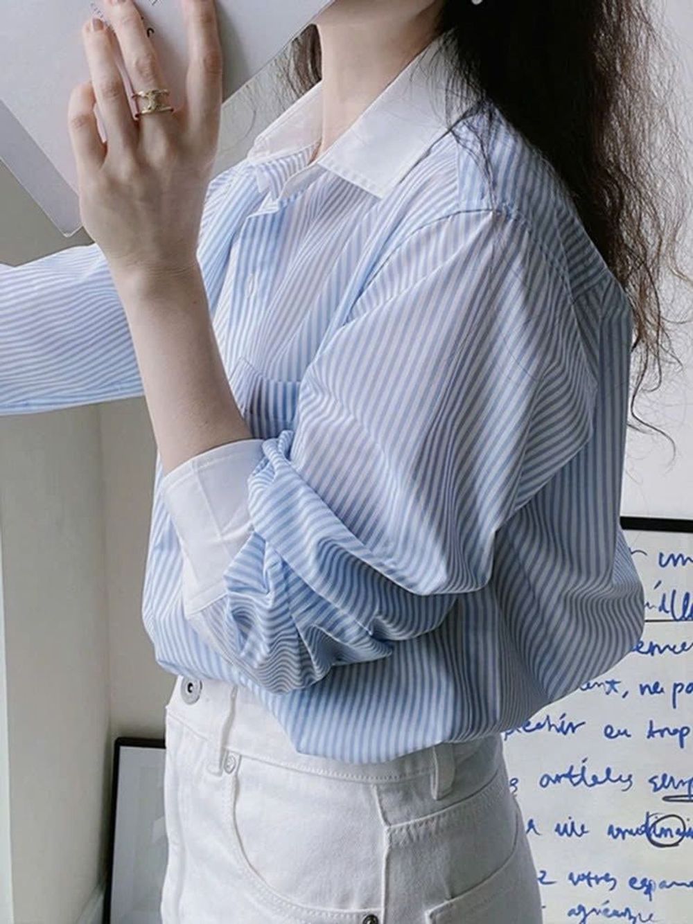 ÁO SƠ MI CROPTOP phối CỔ TRẮNG Chất vải kate sọc mát freesize dưới 55kg