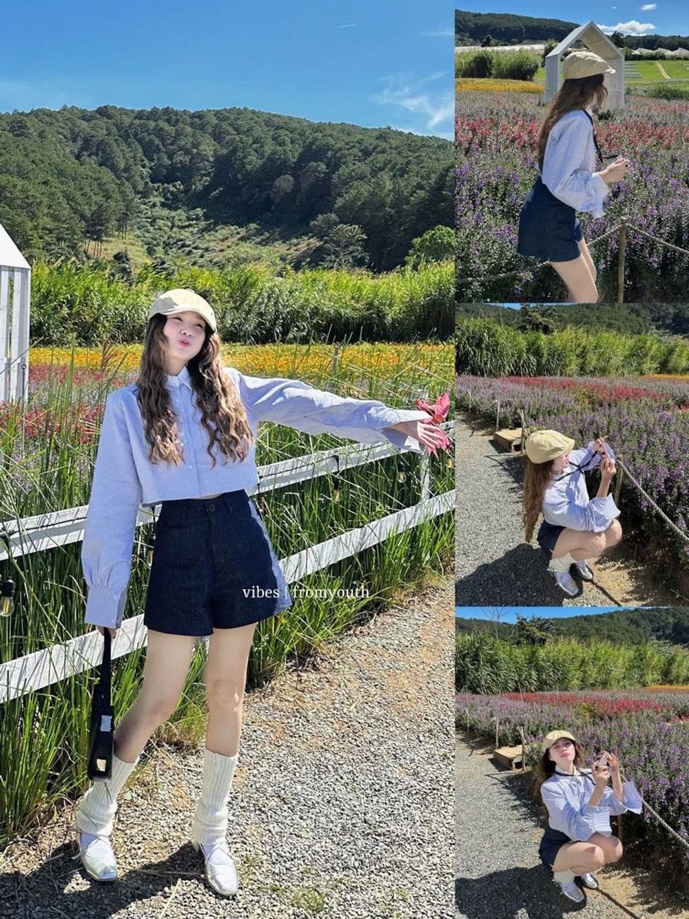 ÁO SƠ MI CROPTOP phối CỔ TRẮNG Chất vải kate sọc mát freesize dưới 55kg