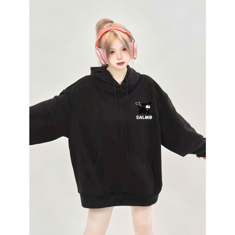 Áo hoodie tay phồng rộng in CÚN LOVE YOU GOOD AND GOOD form rộng dưới 75kg vải dày mịn đẹp