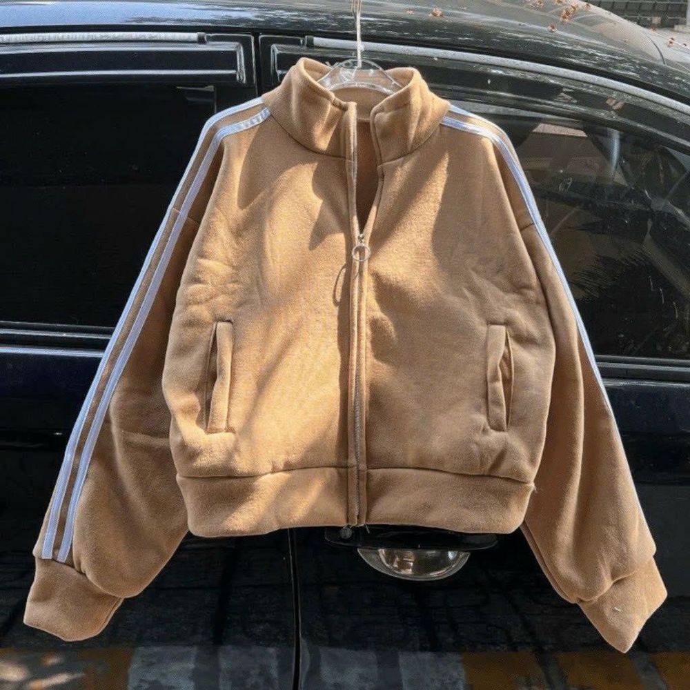 Áo khoác lửng chạy sọc tay Chất thun nỉ mềm mịn form dưới 65kg