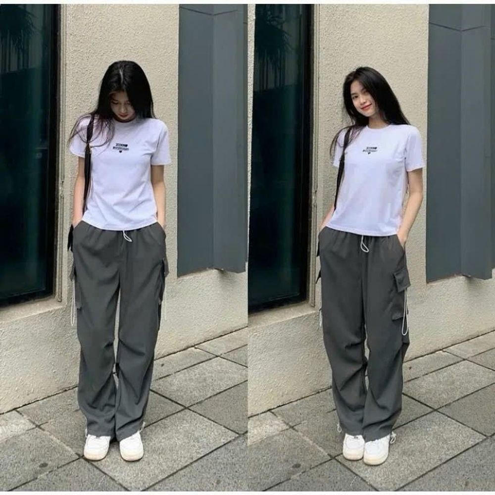 Quần jogger túi hộp chất dù có dây rút lai và lưng quần