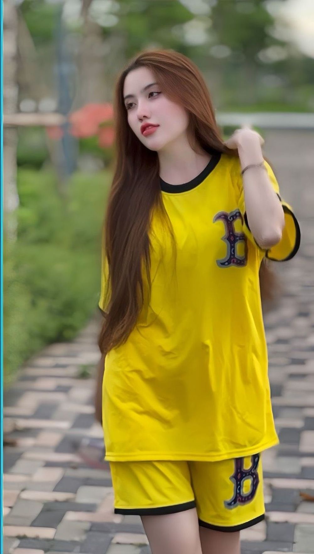 BỘ tay lỡ quần lửng mặc nhà, đi chơi in chữ B chất thun conton, thấm hút mồ hôi freesize dưới 70kg