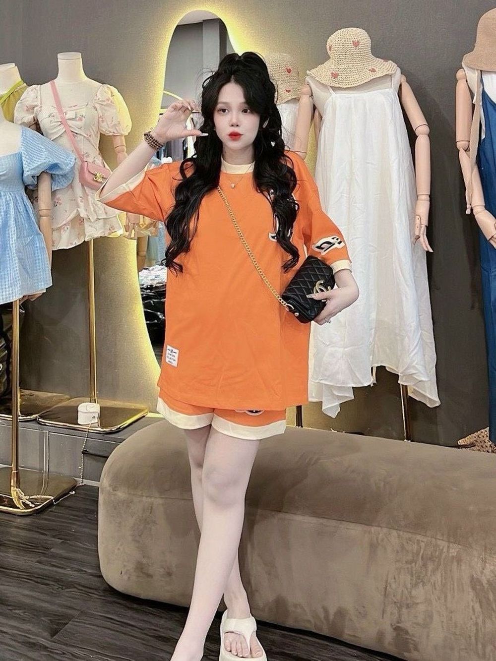 BỘ tay lỡ quần lửng mặc nhà, đi chơi in chữ B chất thun conton, thấm hút mồ hôi freesize dưới 70kg