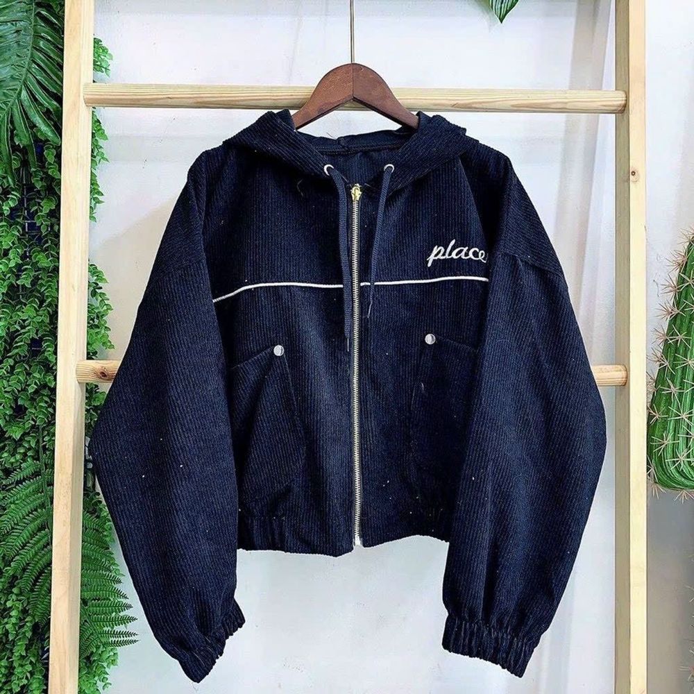 Áo khoác nhung dáng lửng thêu placere freesize dưới 65kg