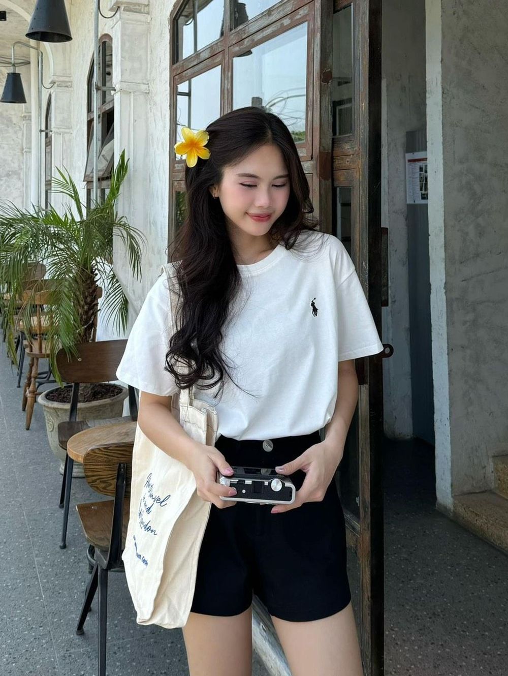 Áo thun baby tee logo thêu ngựa freesize dưới 55kg