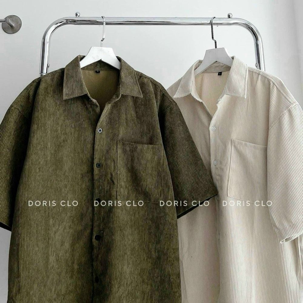 Sơ mi tay ngắn chất nhung mịn form dưới 70kg