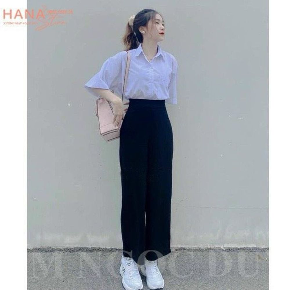 Sơ mi học sinh tay lỡ có túi chất lụa mềm mịn, freesize form unisex 55kg