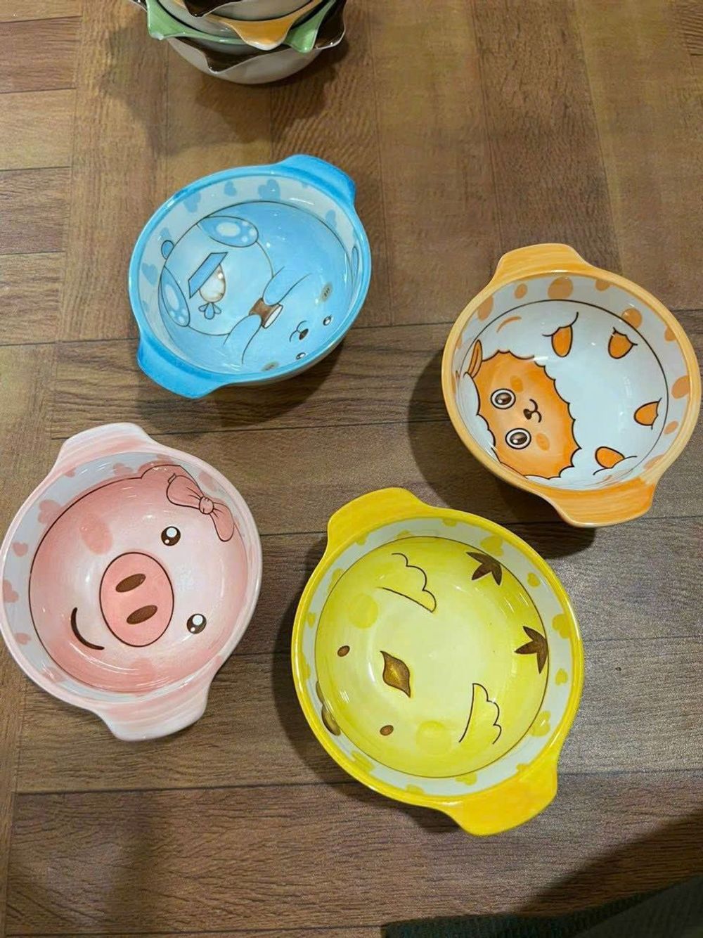 Tô muỗng 2 tai hoạt hình dễ thương decor nhiều màu cho bé ăn dặm đảm bảo an toàn, tô chén đẹp.