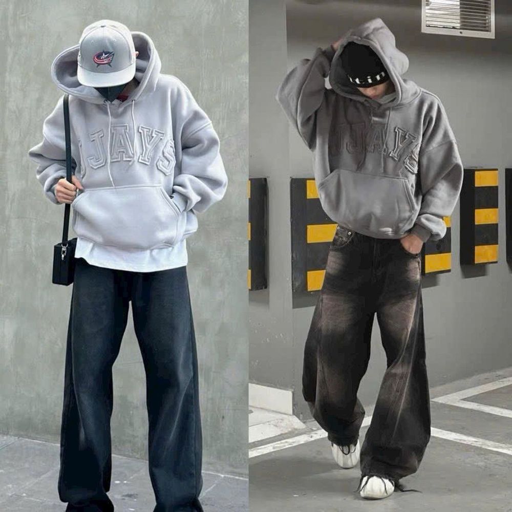 Áo Hoodie Nam Nữ - Áo Hoodie Thêu Đắp Vải Chữ Nổi JJAYS Form Rộng Mũ 2 Lớp chất nỉ mềm mịn cực hot trend 2024