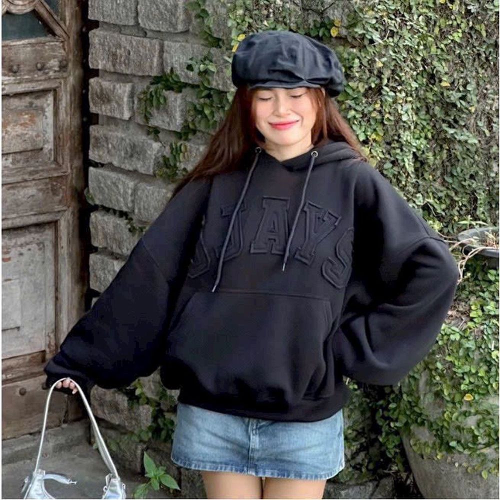 Áo Hoodie Nam Nữ - Áo Hoodie Thêu Đắp Vải Chữ Nổi JJAYS Form Rộng Mũ 2 Lớp chất nỉ mềm mịn cực hot trend 2024