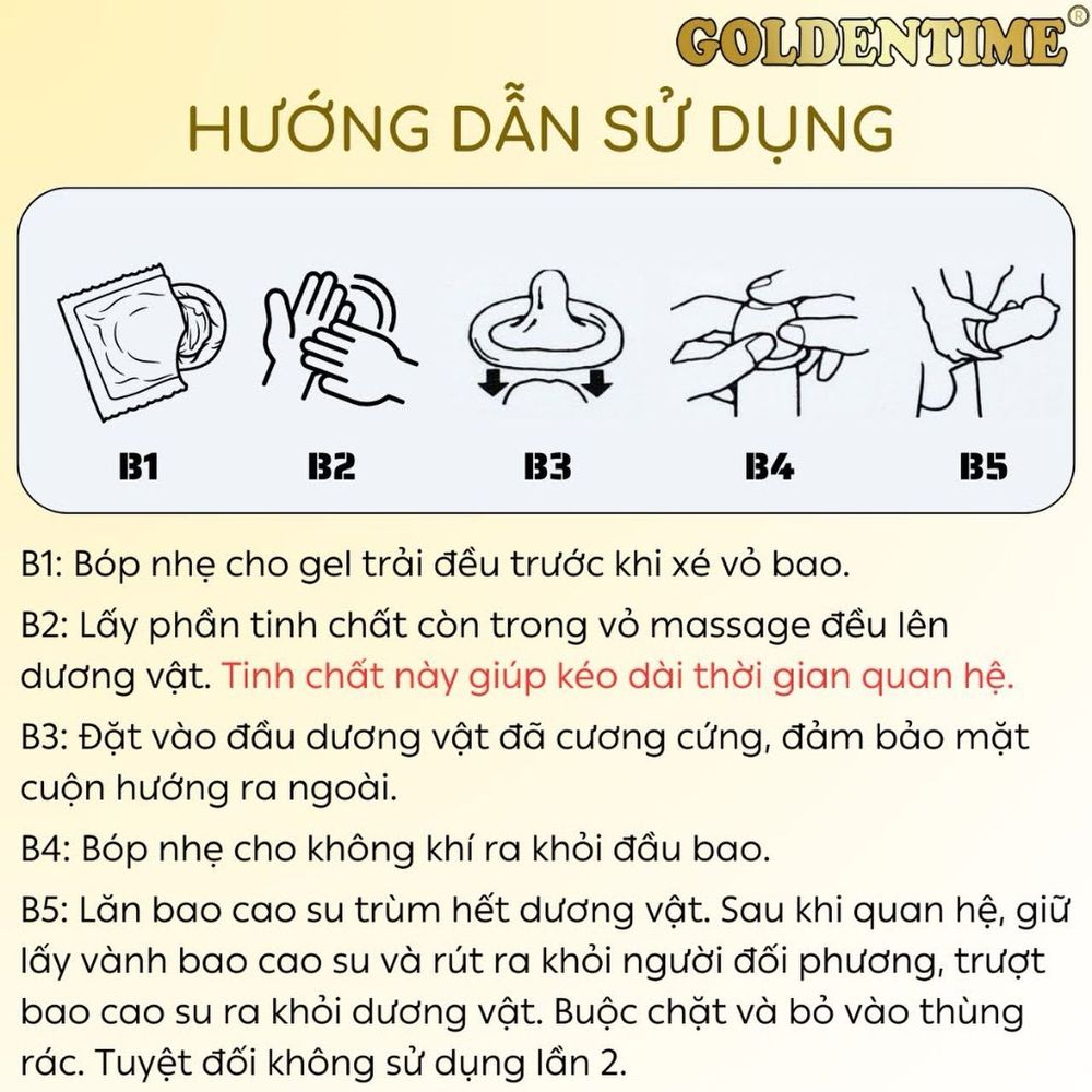 Bao cao su GOLDENTIME SUPER THIN & LONGER-MỎNG KÉO DÀI–HỘP 12C