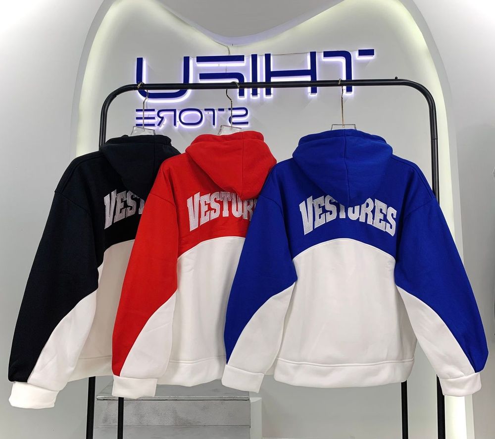 Áo hoodie phối 2 màu thêu VESTURES chất nỉ bông dày mịn