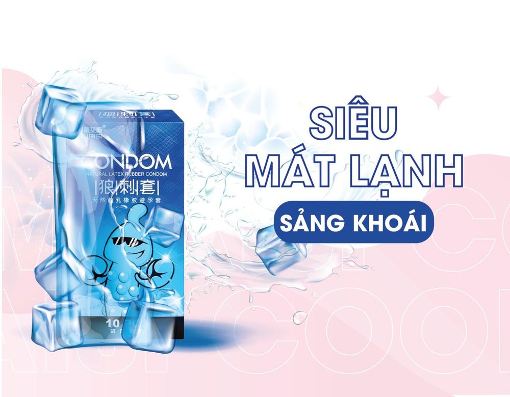 Bao cao su siêu mỏng muaisi cool lực sĩ mát lạnh Hộp 10 cái
