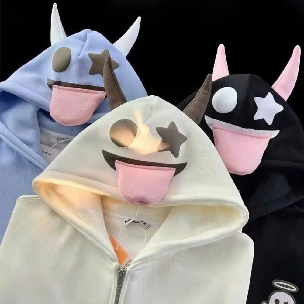 Áo khoác in Ma Dơi nón sừng chất nỉ dày mịn mát form rộng dưới 70kg