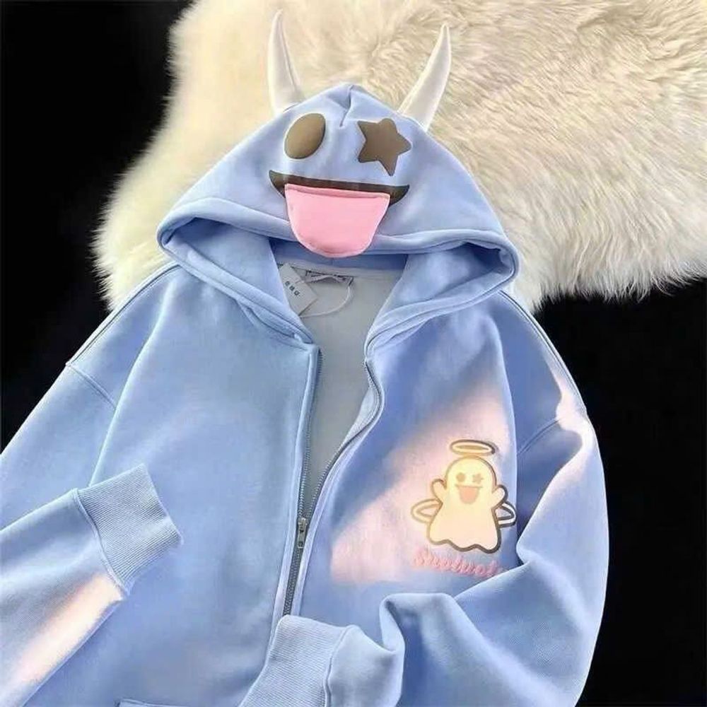 Áo khoác in Ma Dơi nón sừng chất nỉ dày mịn mát form rộng dưới 70kg