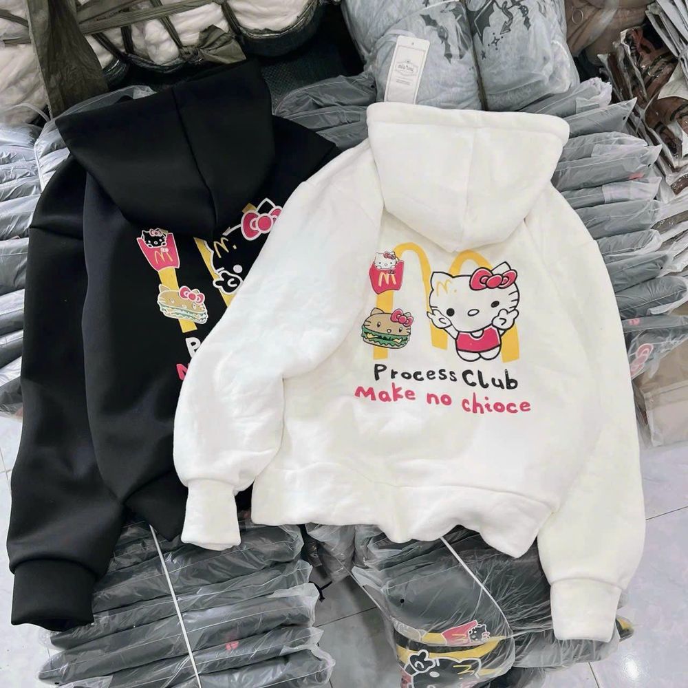 Áo hoodie in KITTY form to, tay phồng