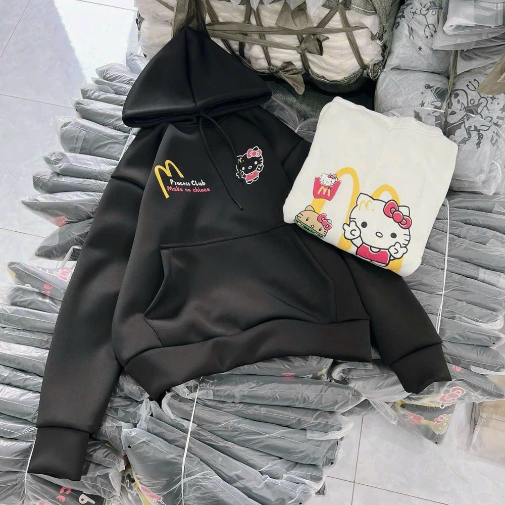Áo hoodie in KITTY form to, tay phồng