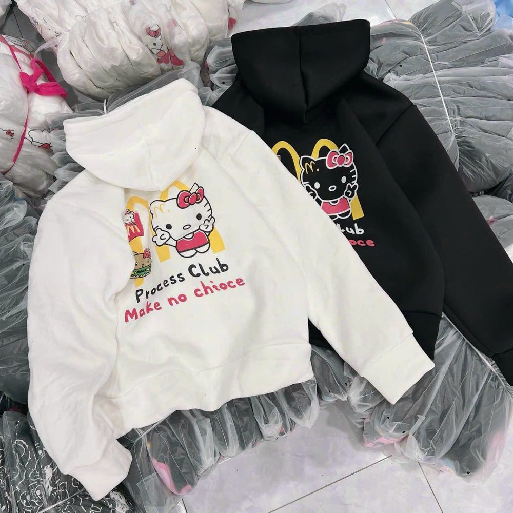 Áo hoodie in KITTY form to, tay phồng