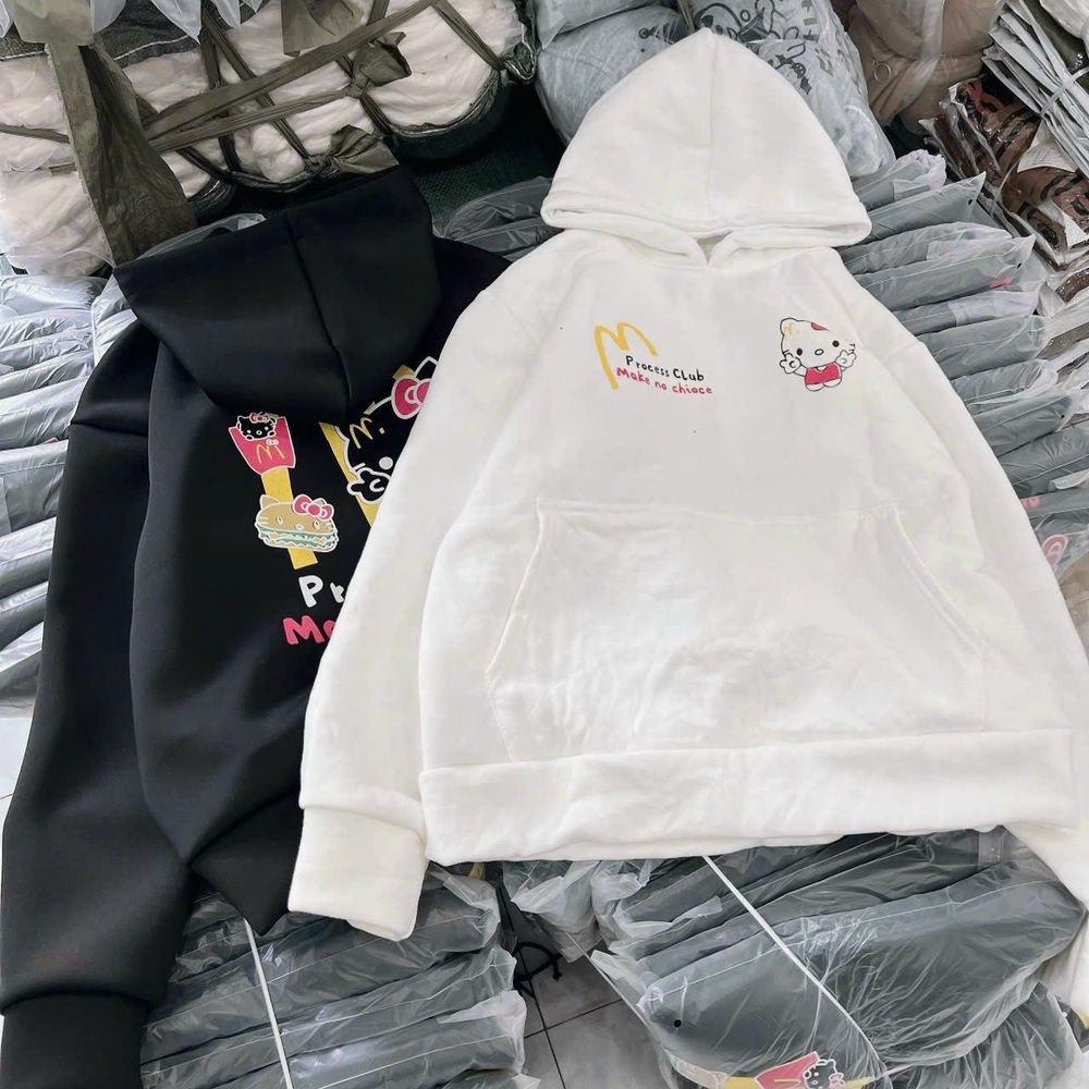 Áo hoodie in KITTY form to, tay phồng